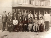 Josef Kulman se svými žáky v 70. letech (vlevo)