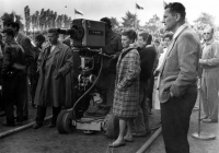 Eva Mudrová during live broadcast of the finish of one of Peace Race´s stages , VŽKG (Klement Gottwald´s Vítkovice Ironworks) stadium in Ostrava in 1959 