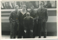 Tibor Puha (left) and the athletes.