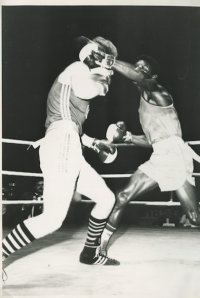 Tibor Puha (left) during the match.