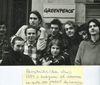 Witness (bottom left) with fellow conservationists en route to protest in London, 1994
