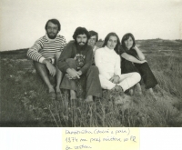 Witness (second from right) on the first visit to her sister in France, 1974