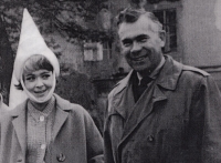 Josef Jančar with Jiřina Bohdalová during shooting of the Bílá paní movie (The White Lady)