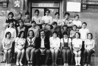 Jako třídní učitel ve škole v Kunovicích, 1977