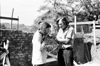 Parents at construction site of a family house in Jinonice, Prague (1979)