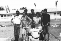Young Slovaks on the way to the Youth Festival in Sofia. Emil Sedlacko left (glasses)