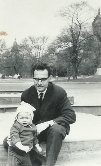 With his daughter, 1969