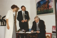 At the vernissage with Jiří Suchý, circa 2000