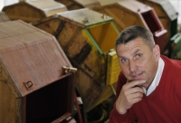 The owner of the Detoa company, Jaroslav Zeman, next to historical machines