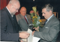 Being awarded the Pardubice town medal, 2006