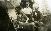 Ivan M. Havel with his great-grandparents the Vavrečkas, end of the 1940s 