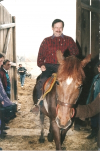 Karel Kovařovic on horseback, 1996