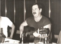 Karel Kovařovic playing a guitar, 1988