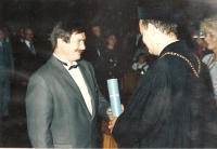 Graduation ceremony at the Faculty of Physical Education and Sport, Prague, 1990