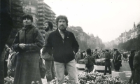 With Ivan Havel during a demonstration on Wenceslas Square, 1988