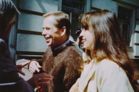 S Václavem Havlem po jeho propuštění, 1989