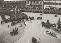 Zahájení pietní akce k uctění památky smrti Jana Palacha, 25. 1. 1969, Brno
