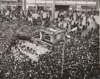 The gathering in honor of Jan Palach and his demise, 25 January 1969, Brno 
