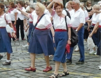 Jarmila the first one from the right in the Sokol parade, Old townsquare, Prague 2012