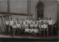 Vojtěch Král, the first row, sitting from the left, Sokol Sadská, circa 1910
