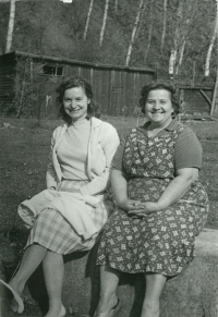 Jarmila on the left, Kraslice 1965
