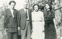 Jarmila is the first one from the right, the family, Prague-Braník 1949
