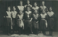 Jarmila's mother Marie standing as the first one from the left, Prague-Žižkov 1913
