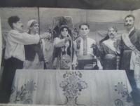 From a play by Martin Borula, from a camp in Kirov Oblast, Josip Melnyk third from the left, dressed up as a woman 