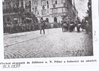 The arrival of German occupation troops in Jablonec on March 15, 1939. Pipers and drummers

