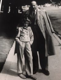 9-year-old Christine with her father