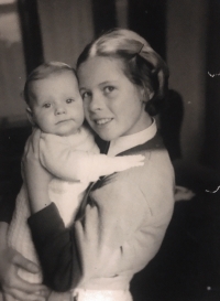 With her brother, 1952
