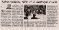 Článek Jana Krumla o protestu u Královopolské strojírny, Lidové noviny, 20. 8. 2018