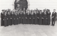 Choir Kantika. Choirmaster Vlastimil Nedoma on the right. Year is not specified
