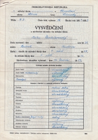 Vysvědčení K. Pandularise z domova v Chrastavě / 1952