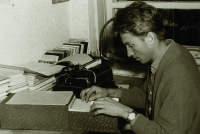 At a typewriter
