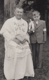 Karel Funk on the occasion of the 1st Confirmation in Hluboš near Příbram, 1956 
