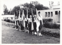 Preparation of flag bearers before line-up, Seč