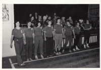 Volleyball team of the Institute of the Pioneer Organization of the SSM at the district championship, Chrudim, 1985
