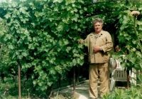 Alois Vychodil ve svém vinohradu