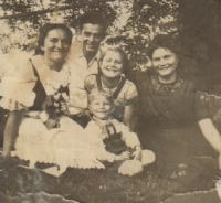 The Strnadel family, Trojanovice, around 1945