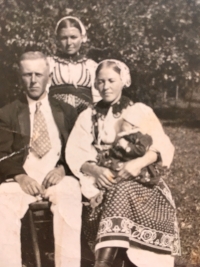 Already as a married woman with her parents