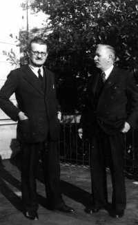 Her grandfather MUDr. Josef Landr (on the right) and her great-uncle Josef Vyskočil (on the left) 

