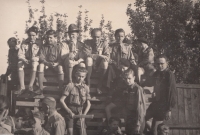 The Buštěhrad scouts. Vladimír Zikmund is standing at the far right