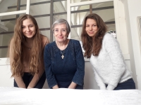Photo with students during the filming of Příběhy našich sousedů [Stories of Our Neighbours - trans.], 2020