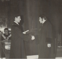 Václav Mikušek during his graduation at the Faculty of Science of Masaryk University in Brno.
