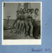 Rota X jednotek PTP při práci, Kroměříž, 1953