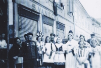 Welcoming the Red Army at the end of the war in Ledeč nad Sázavou 