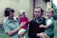 With his wife Libuše and children Aleš and Jitka, 70s
