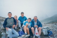 Josef Kaše in the High Tatras with his sons in 1990
