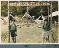 Jiří Vodenka na táboře Desátého skautského oddílu, 1930